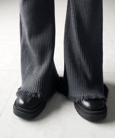 【 ２color 】フリンジリブニットフレアパンツ ／ fringe lib knit flare pants