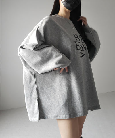 【 2 color 】BACロゴレタリングBIGスウェットロンＴ ／ BAC logo lettering big sweat long Tee