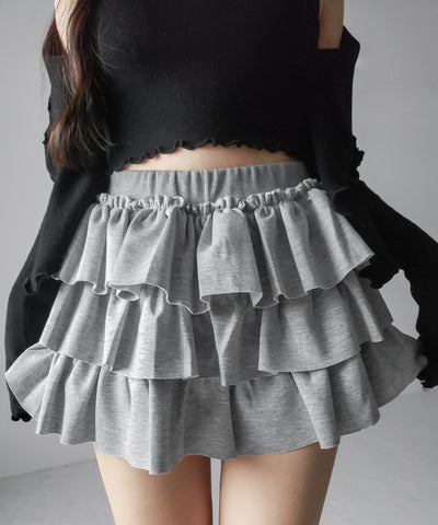 ティアードフリルカットソーミニスカート ／ tiered frill cut and sew mini skirt
