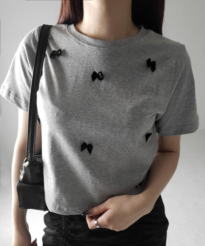 【 ４color 】ミニリボンバレエコアクロップドＴ ／ mini ribbon ballet core cropped Tee