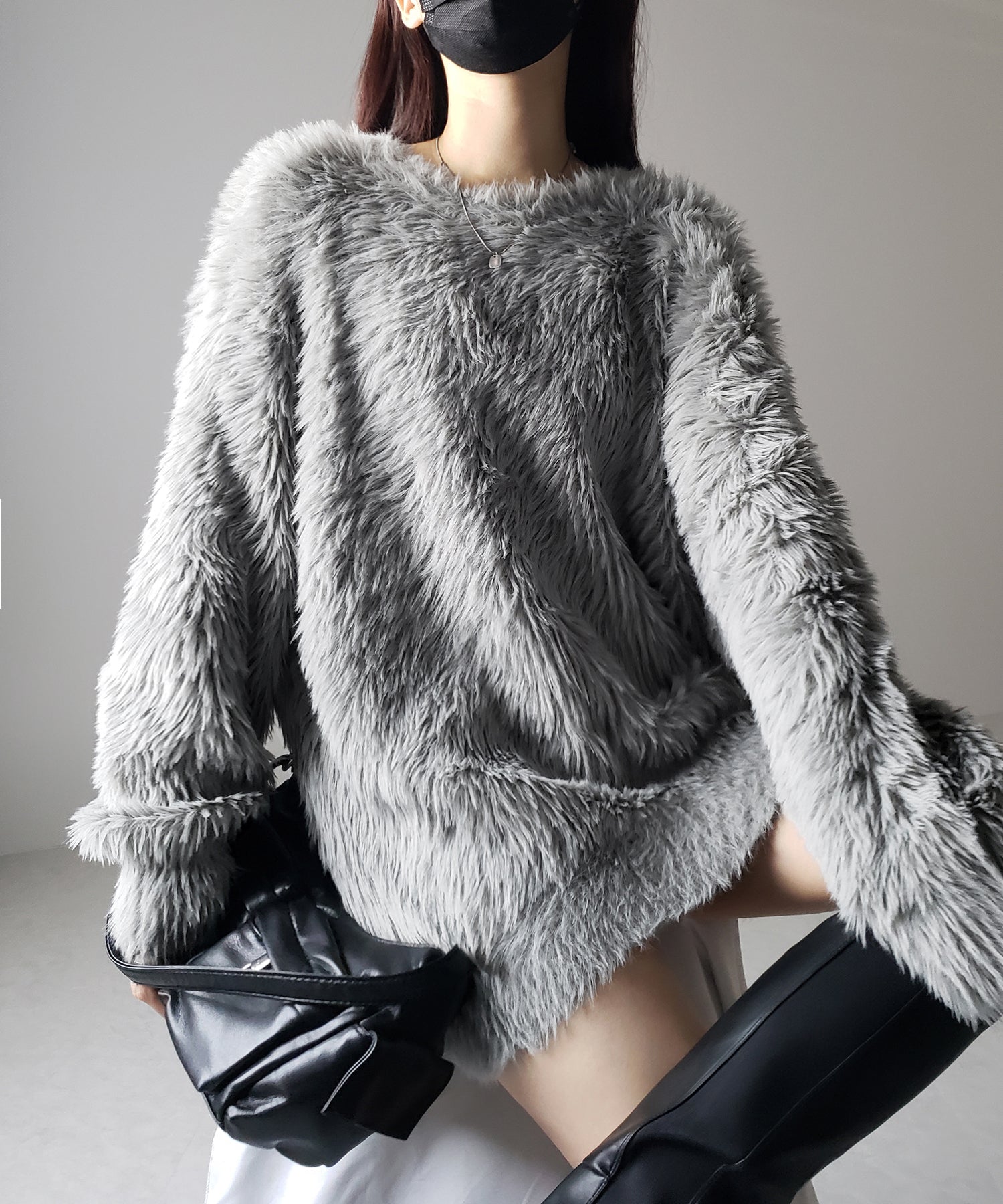 【 ４color 】ビッグシルエットロングシャギールーズニット ／ big silhouette long shaggy loose knit