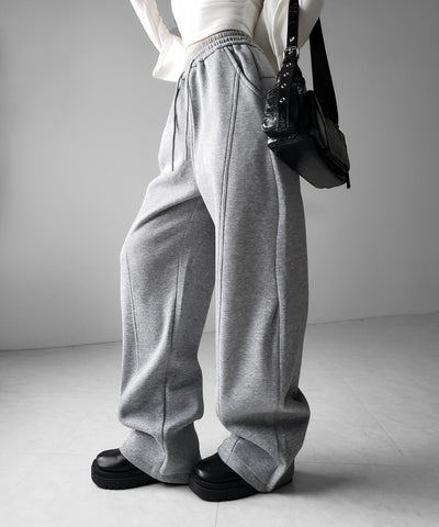 【 裏起毛 】カーブラインサイドタックワイドスウェットパンツ