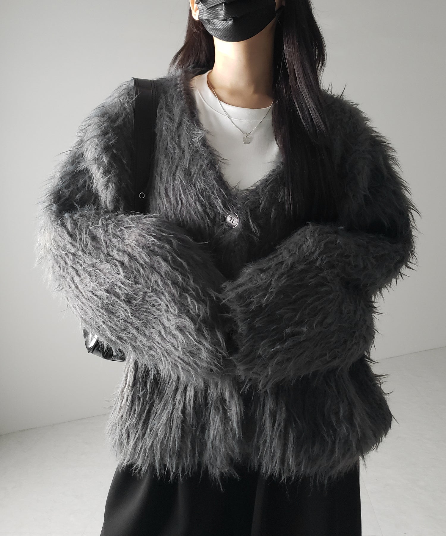 【 ３color 】モンスターシャギーボリュームニットカーディガン ／ monster shaggy volume knit cardigan