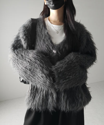 【 ３color 】モンスターシャギーボリュームニットカーディガン ／ monster shaggy volume knit cardigan