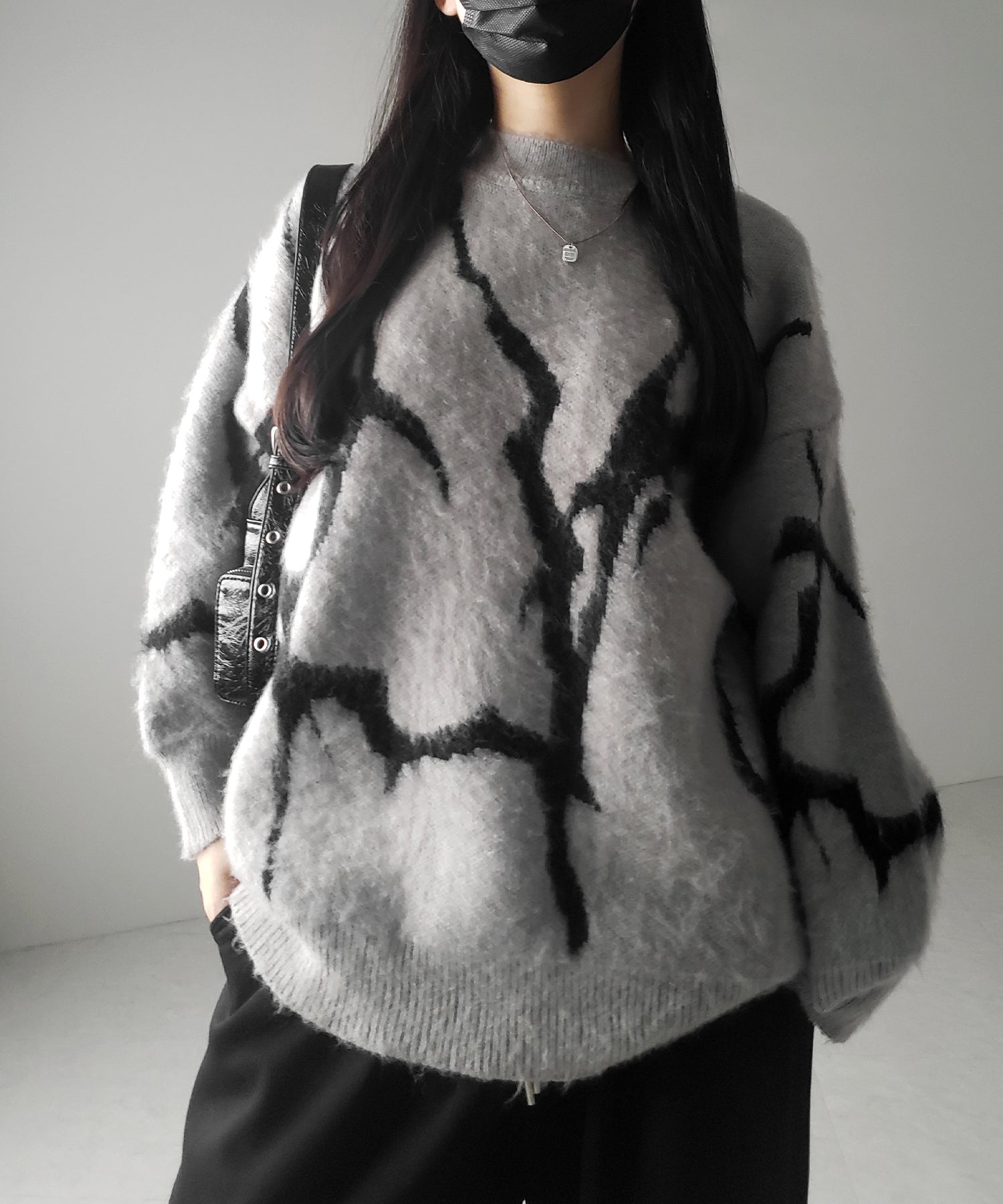 【 ３color 】CRACK モヘアライクオーバーニット ／ CRACK mohair-like over knit