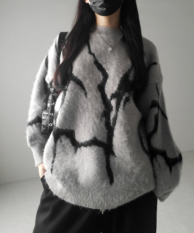 【 ３color 】CRACK モヘアライクオーバーニット ／ CRACK mohair-like over knit