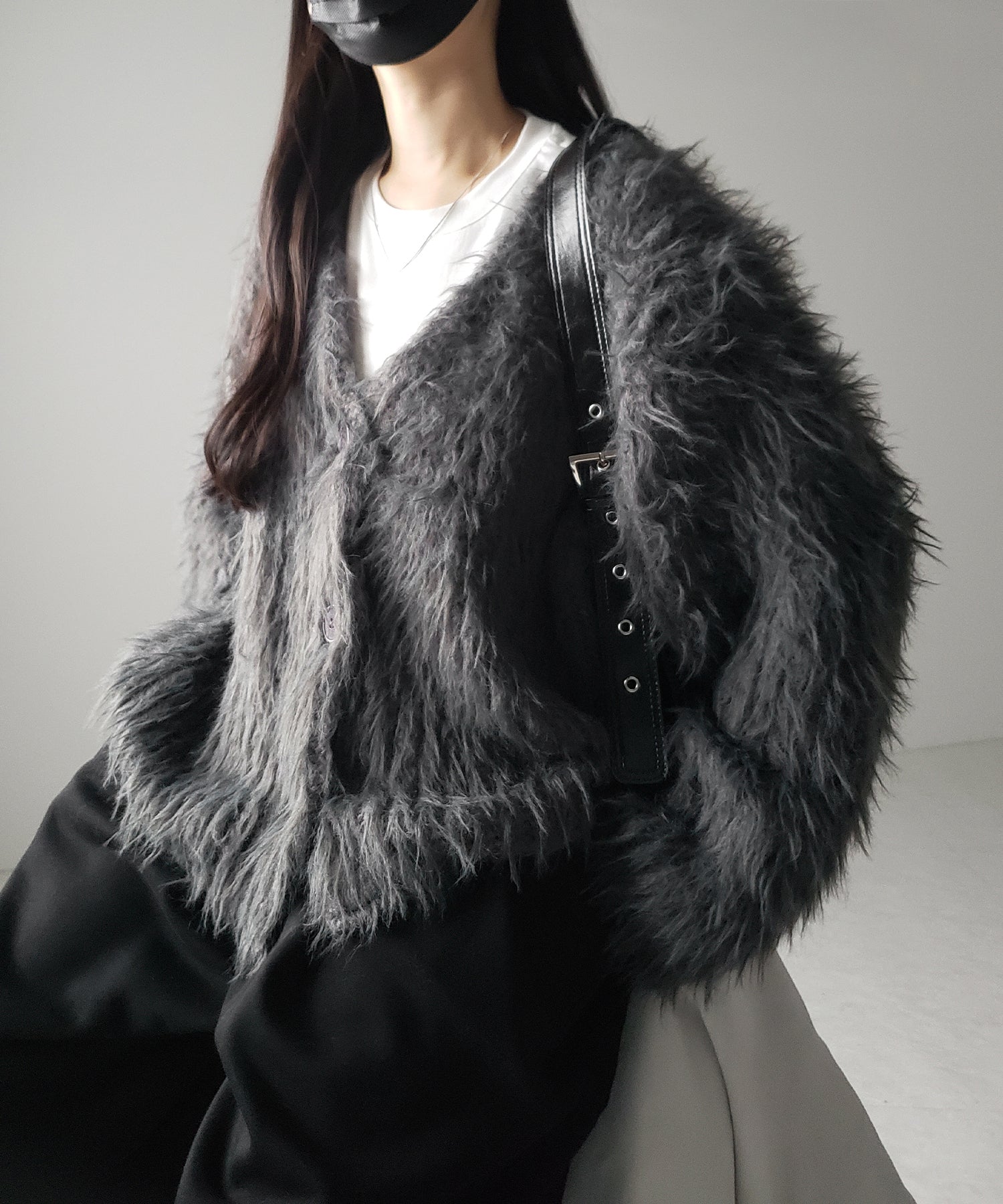 【 ３color 】モンスターシャギーボリュームニットカーディガン ／ monster shaggy volume knit cardigan