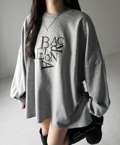 【 2 color 】BACロゴレタリングBIGスウェットロンＴ ／ BAC logo lettering big sweat long Tee
