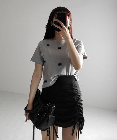 【 ４color 】ミニリボンバレエコアクロップドＴ ／ mini ribbon ballet core cropped Tee