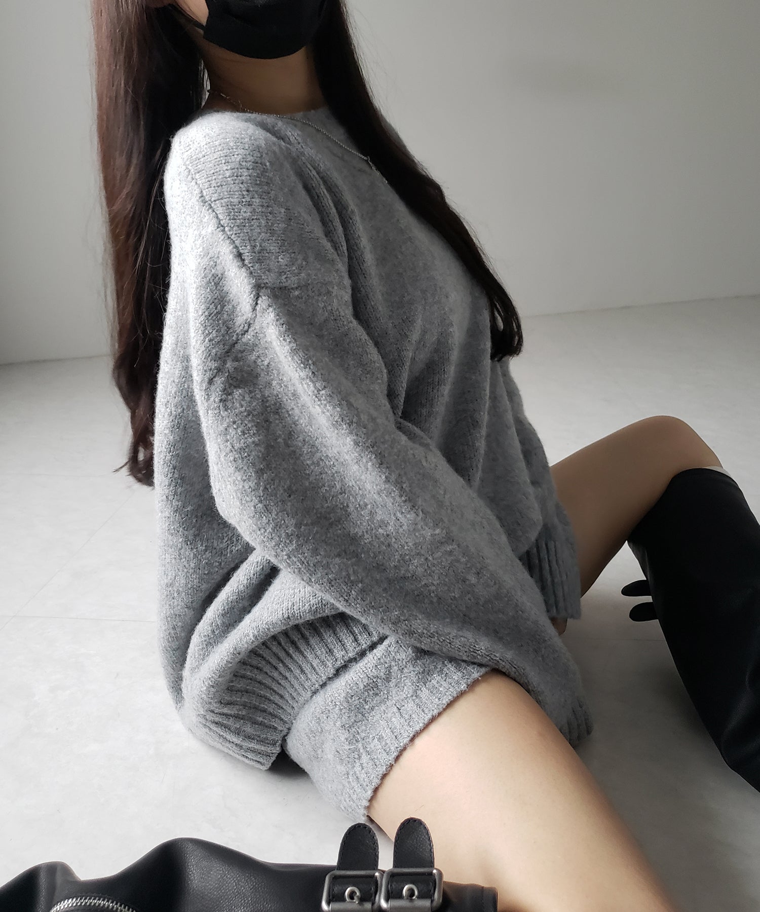 【 ニットセットアップ 】フラッフィーオーバーサイズニット ＋ ニットショートパンツ SET ／ fluffy over size knit + knit short pants SET