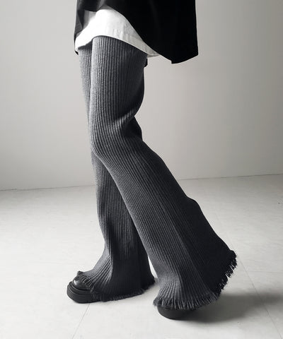 【 ２color 】フリンジリブニットフレアパンツ ／ fringe lib knit flare pants