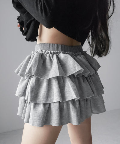 ティアードフリルカットソーミニスカート ／ tiered frill cut and sew mini skirt