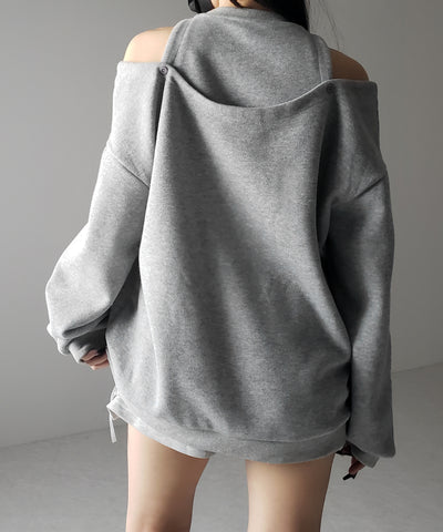【 ３color 】オープンショルダーカットアウトオーバースウェット ／ open shoulder cutout over sweat