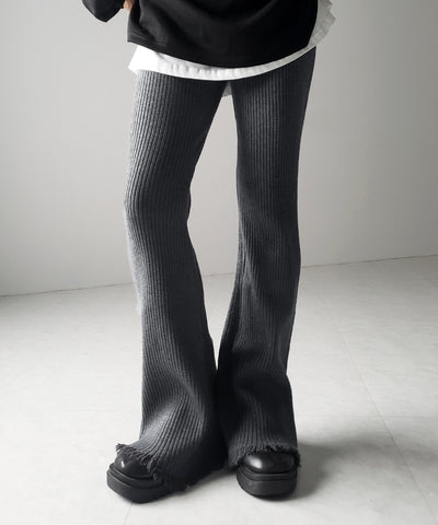 【 ２color 】フリンジリブニットフレアパンツ ／ fringe lib knit flare pants
