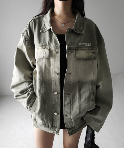 【 ２color ／ ２size 】グラデーションヴィンテージウォッシュオーバーデニムジャケット ／ gradation vintage wash over denim jacket