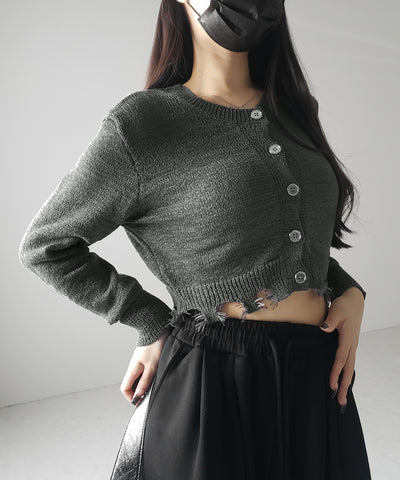 【 ３color 】ダメージシアーニットショートカーディガン ／ damage sheer knit short cardigan