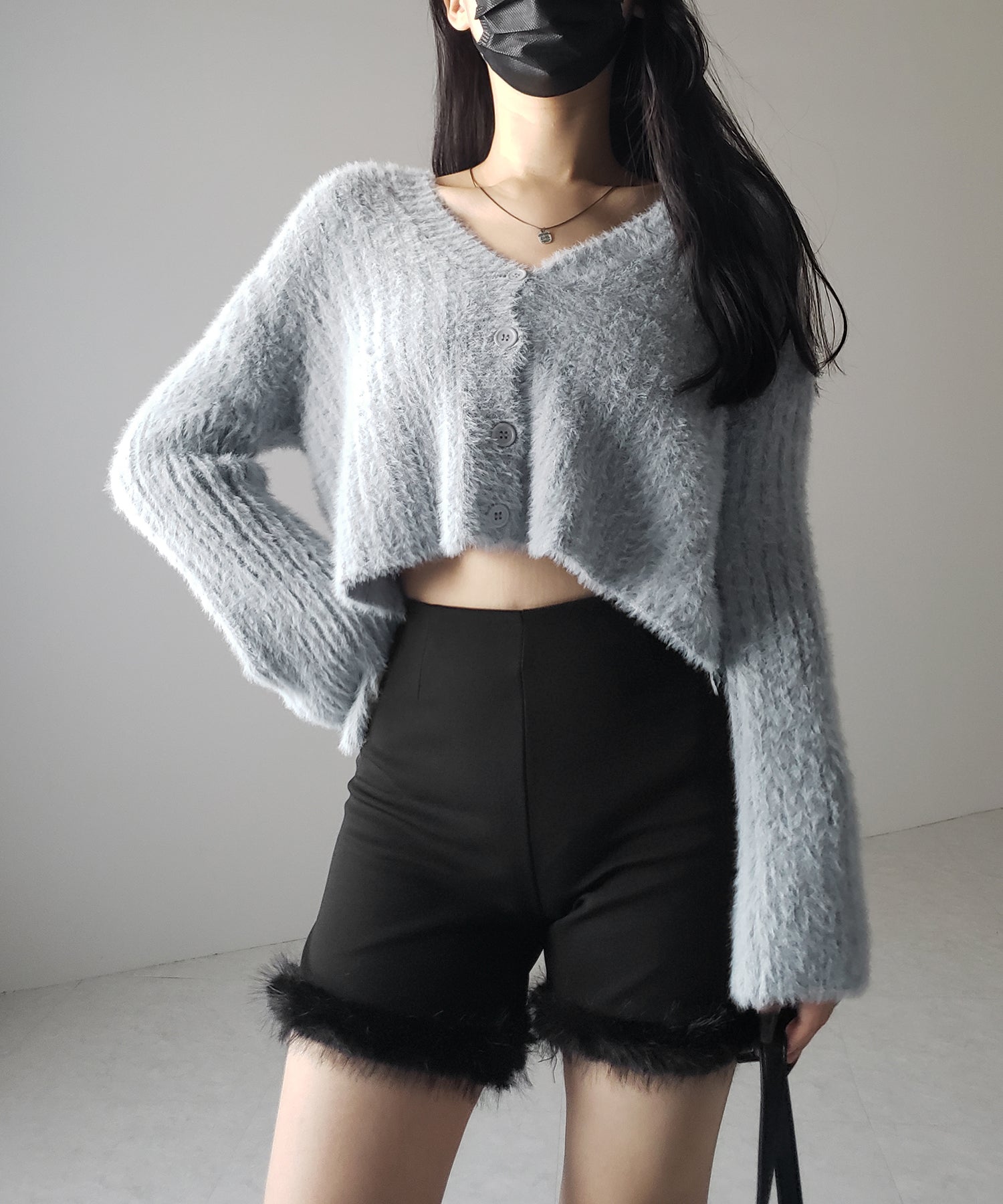 【 ３color 】ショートシャギーリブニットカーディガン ／ short shaggy lib knit cardigan
