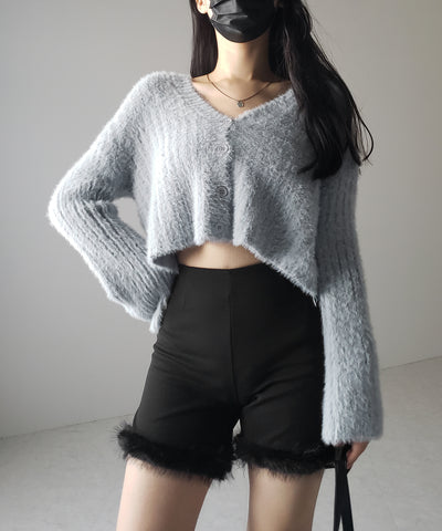 【 ３color 】ショートシャギーリブニットカーディガン ／ short shaggy lib knit cardigan