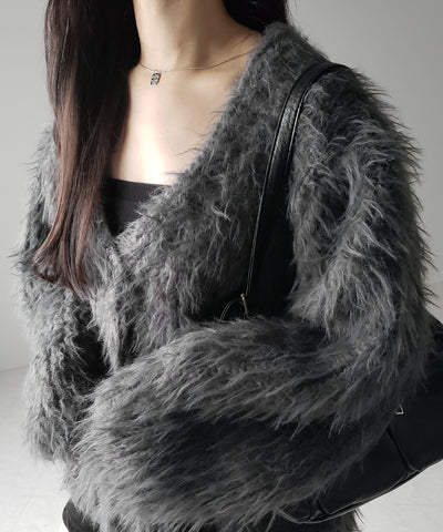 【 ３color 】モンスターシャギーボリュームニットカーディガン ／ monster shaggy volume knit cardigan