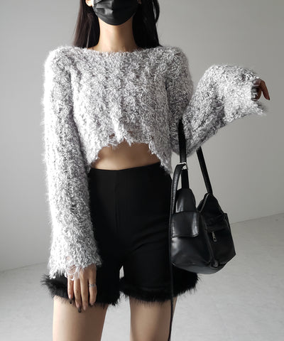 【 ２color 】マシュマロダメージショートニット ／ marshmallow damage short knit