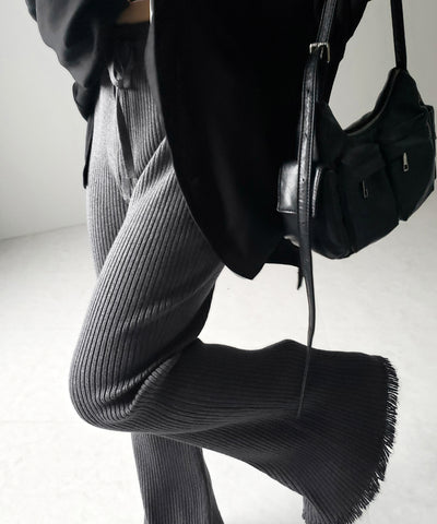 【 ２color 】フリンジリブニットフレアパンツ ／ fringe lib knit flare pants