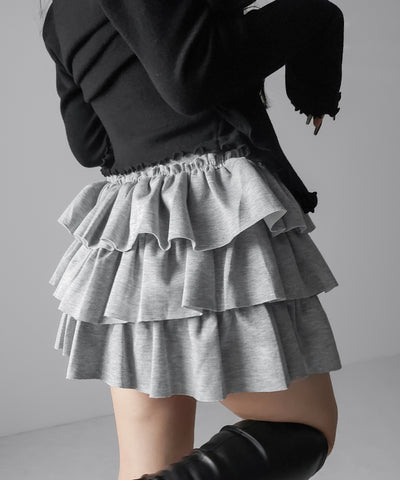 ティアードフリルカットソーミニスカート ／ tiered frill cut and sew mini skirt