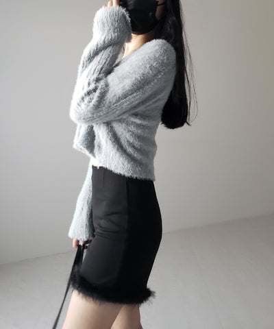 【 ３color 】ショートシャギーリブニットカーディガン ／ short shaggy lib knit cardigan