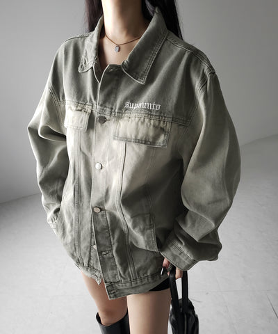 【 ２color ／ ２size 】グラデーションヴィンテージウォッシュオーバーデニムジャケット ／ gradation vintage wash over denim jacket