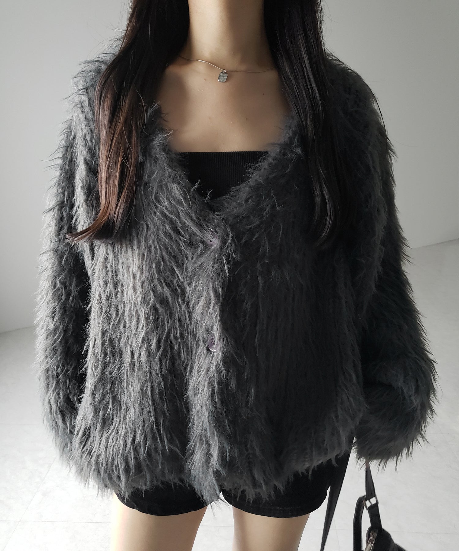 【 ３color 】モンスターシャギーボリュームニットカーディガン ／ monster shaggy volume knit cardigan