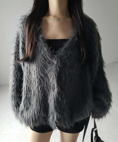 【 ３color 】モンスターシャギーボリュームニットカーディガン ／ monster shaggy volume knit cardigan