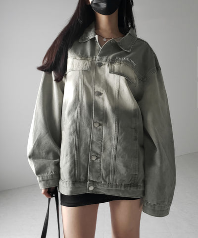 【 ２color ／ ２size 】グラデーションヴィンテージウォッシュオーバーデニムジャケット ／ gradation vintage wash over denim jacket