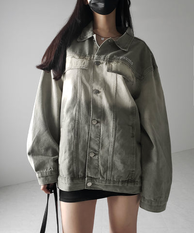 【 ２color ／ ２size 】グラデーションヴィンテージウォッシュオーバーデニムジャケット ／ gradation vintage wash over denim jacket
