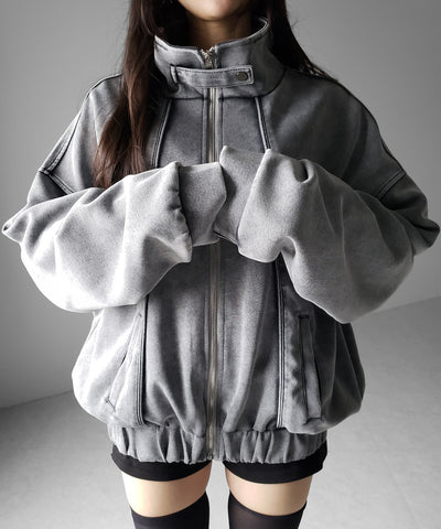 ピグメントヴィンテージジップアップオーバースウェットブルゾン ／ pigment vintage zipup over sweat blouson