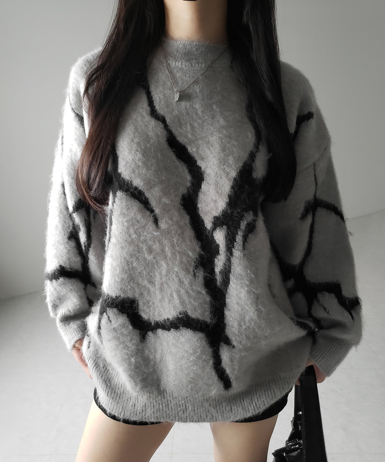 【 ３color 】CRACK モヘアライクオーバーニット ／ CRACK mohair-like over knit