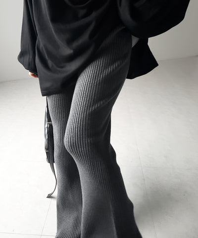 【 ２color 】フリンジリブニットフレアパンツ ／ fringe lib knit flare pants