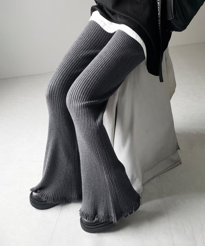 【 ２color 】フリンジリブニットフレアパンツ ／ fringe lib knit flare pants