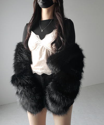 【 カップ付き 】レーシーベロアショートビスチェキャミソール ／ velor lacy short bustier camisole