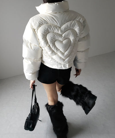 ハートグロッシーショートダウンジャケット ／ heart glossy short down jacket