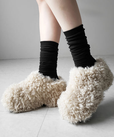 厚底テディボアサボサンダル ／ platform teddy boa sabo sandals