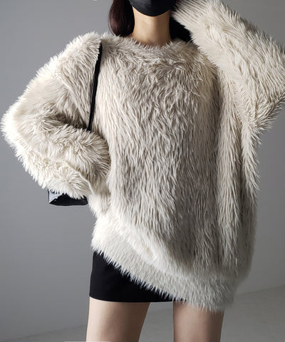 【 ４color 】ビッグシルエットロングシャギールーズニット ／ big silhouette long shaggy loose knit