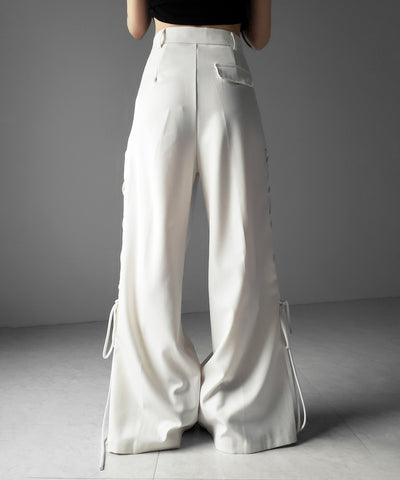 レースアップダブルタックワイドスラックス ／ laceup double tack wide slacks