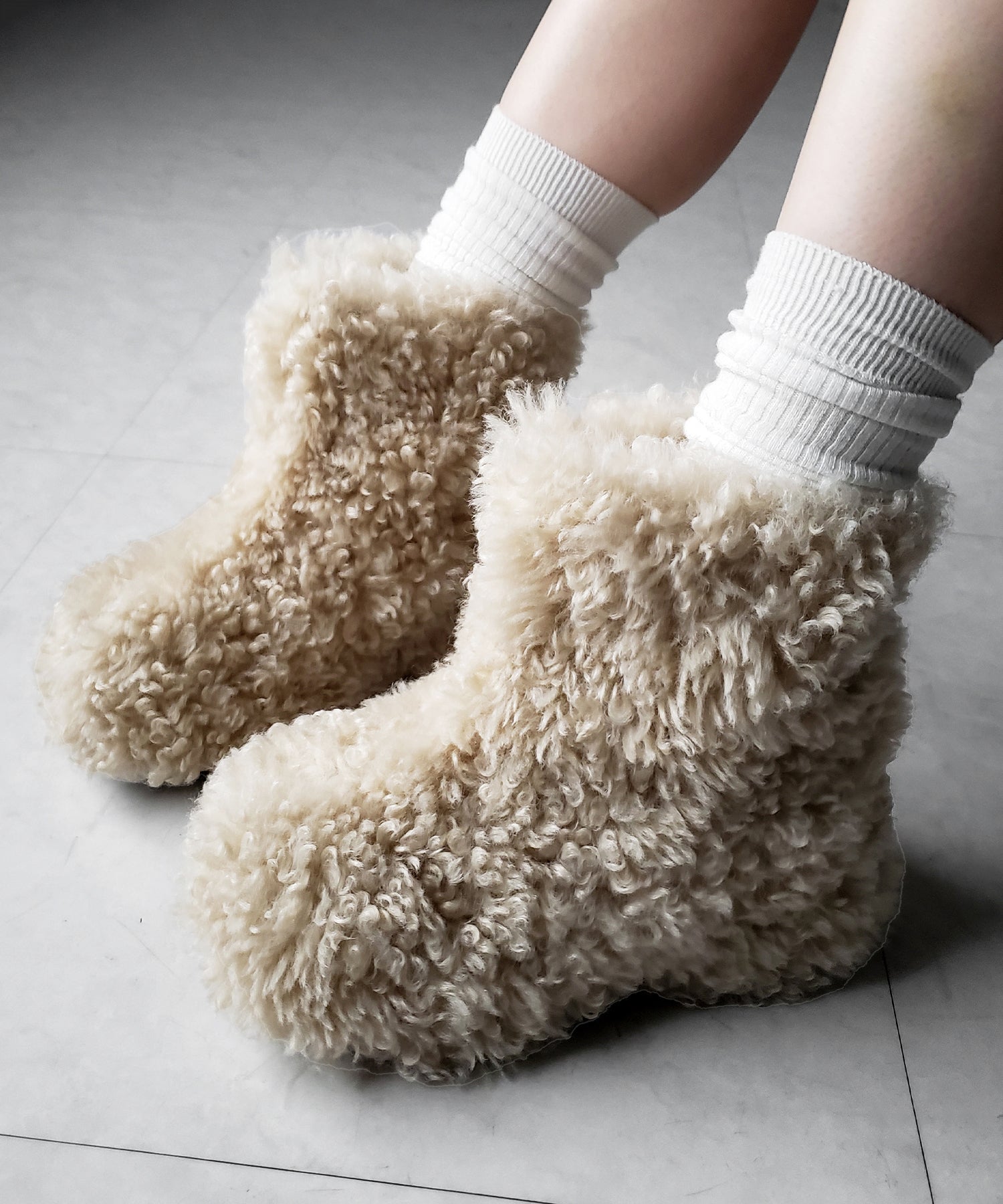 厚底テディボアショートブーツ ／ platform teddy boa short boots