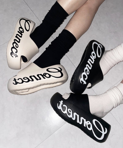 レタリングロゴ厚底スライドサンダル ／ lettering logo platform slide sandals