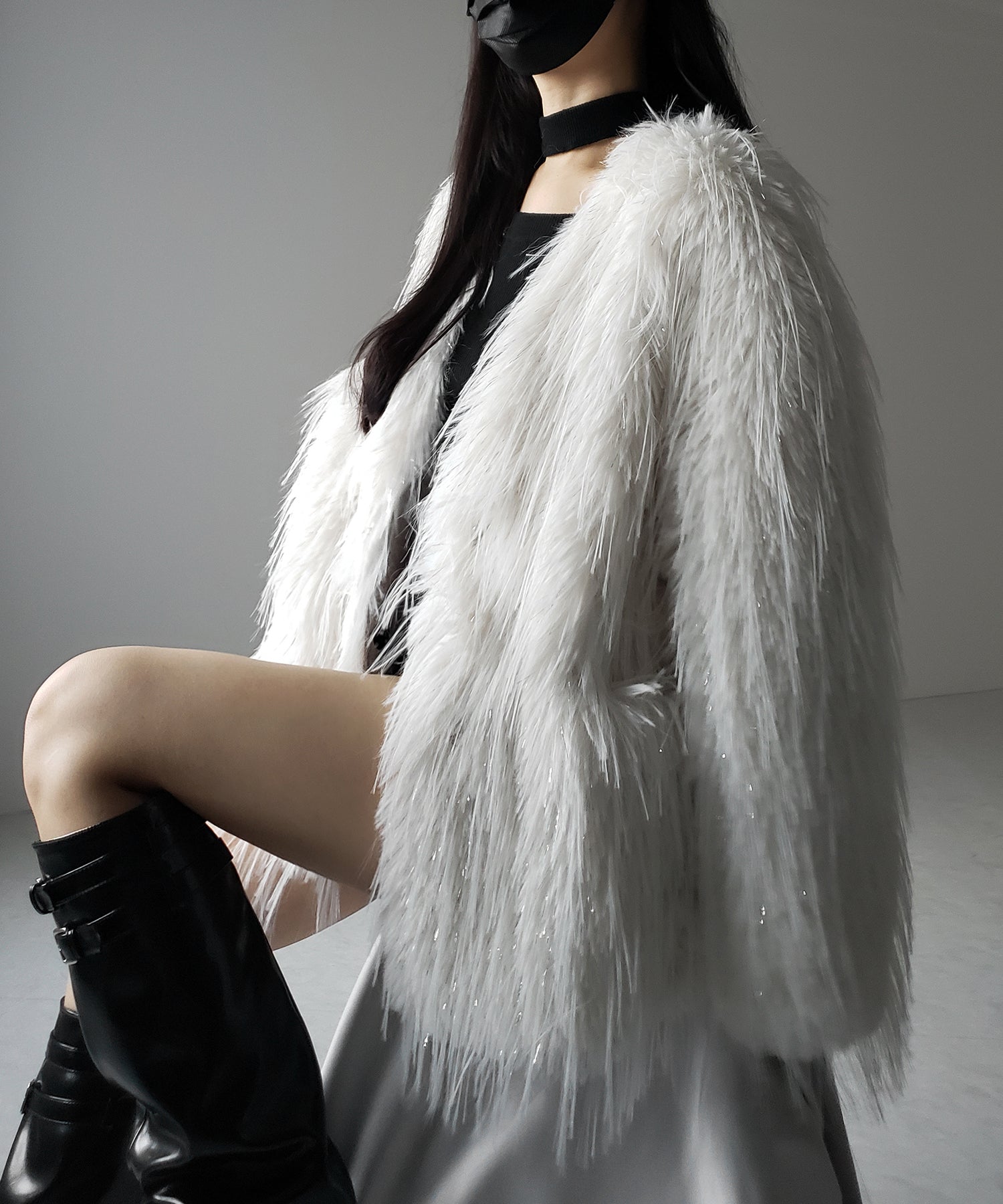 【 ２color 】ラメフェイクファーボリュームシャギーコート ／ rame fake fur volume shaggy coat