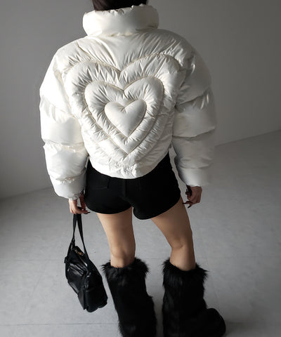 ハートグロッシーショートダウンジャケット ／ heart glossy short down jacket