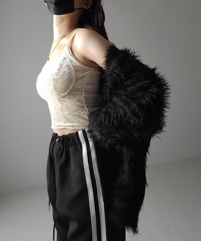 【 カップ付き 】シアーベロアコルセットショートキャミソールビスチェ ／ sheer velor corset short camisole bustier