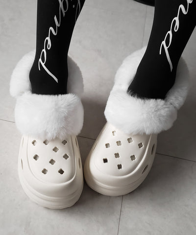 フェイクファー厚底クロッグサンダル ／ Fake fur platform clog sandals