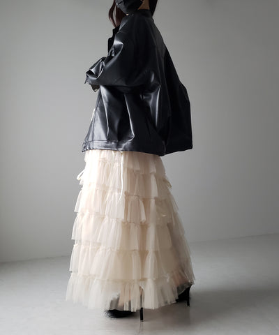 【 ４color 】ストラップリボンバレエコアチュールスカート ／strap ribbon ballet core tulle skirt