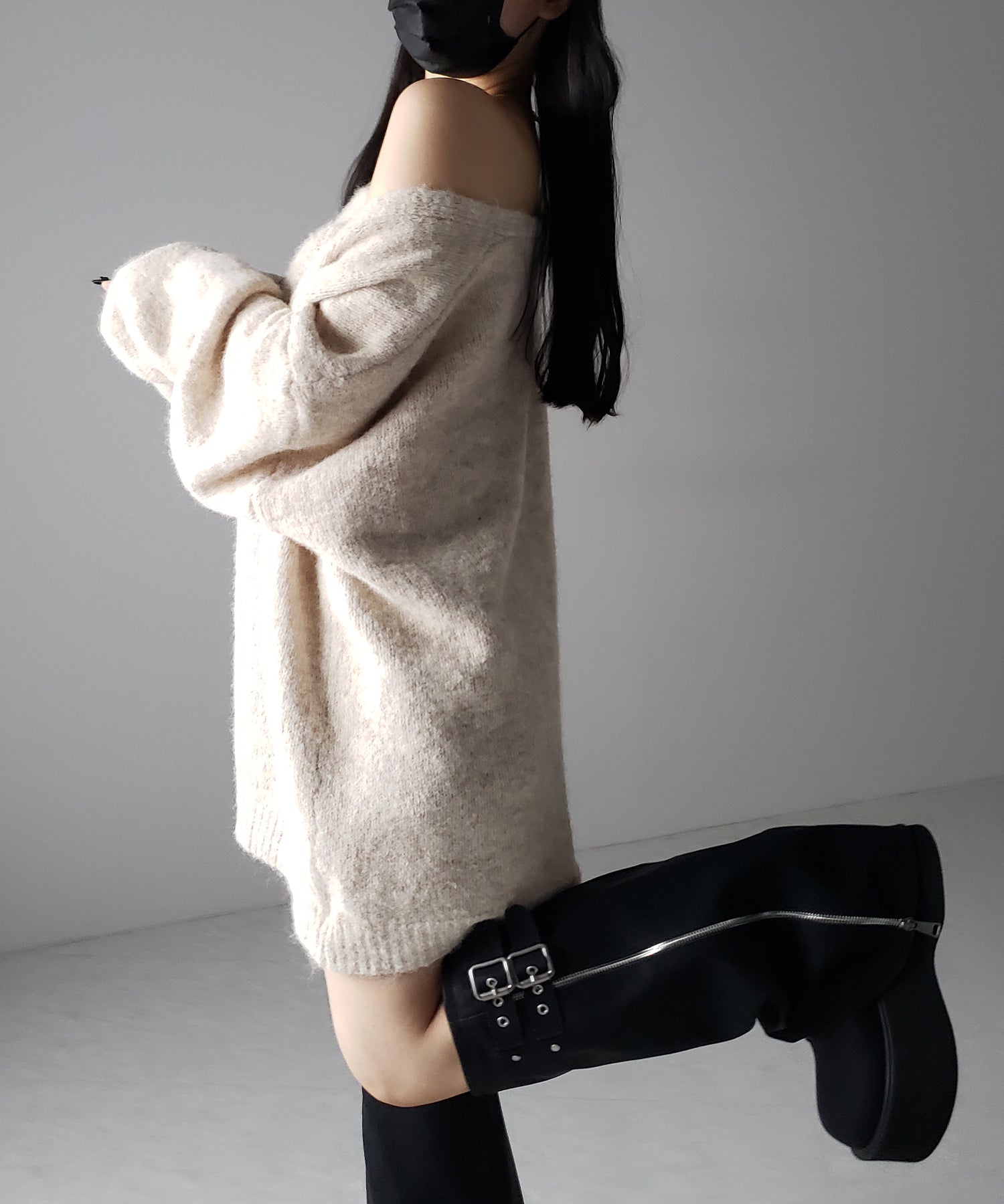 【 ２点セット 】ニットボタンビスチェ ＋ロングカーディガンセット ／ knit button bustier + long cardigan set