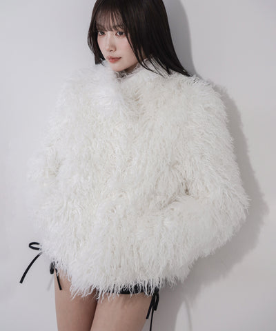 シャギーフェイクファーレディミドルコート ／ shaggy fake fur lady middle coat